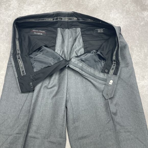 Jos A Bank Sig Collection Fits Mens 35x30 Gray Dress Pants Pleated Cuffed Wool - Picture 4 of 9